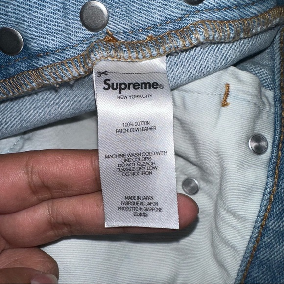 Supreme Stone Washed Slim Selvedge Denim Jeans Act Size 35x31 Made In Japan - Picture 10 of 11
